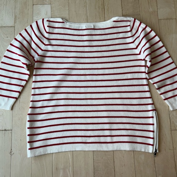 J. Crew Women’s Striped 100% Cotton Side Zip Boatneck Sweater Red White Medium - Picture 14 of 16